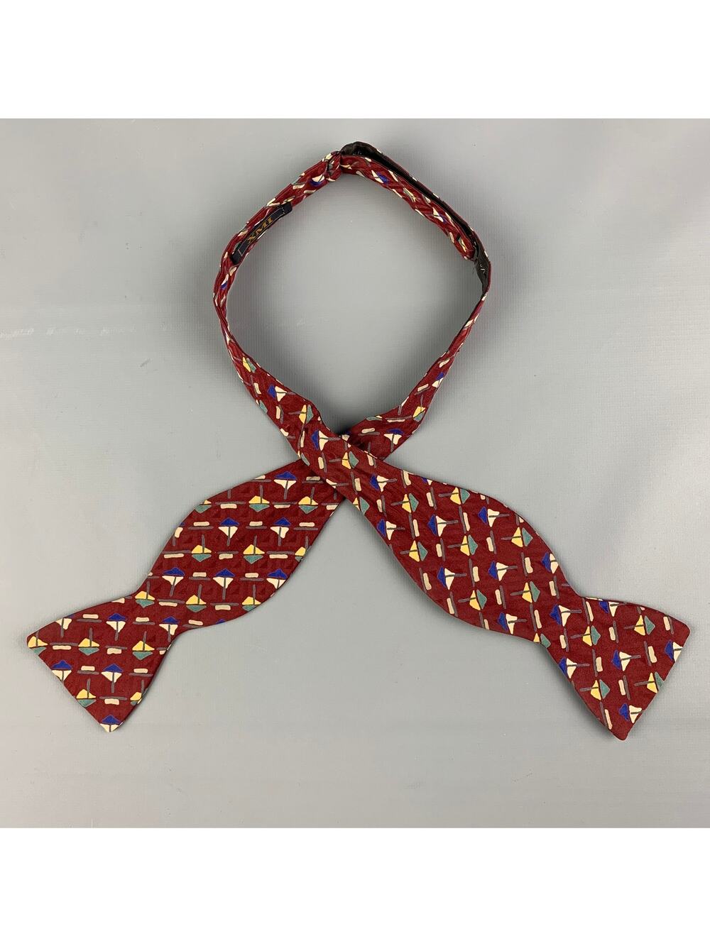 XMI Burgundy Blue Print Silk Tie